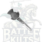 Chrome Round Emblem Thistle Scottish Kilt Pin | Battle of Kilts